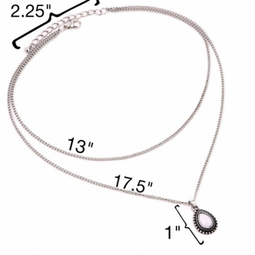 Silver Layer Opal Water drop Moonstone Necklace - Picture 3 of 6